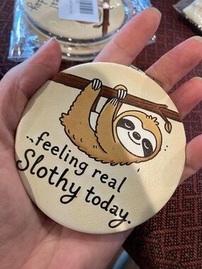Feeling Real Slothy Today Round Compact Mirror